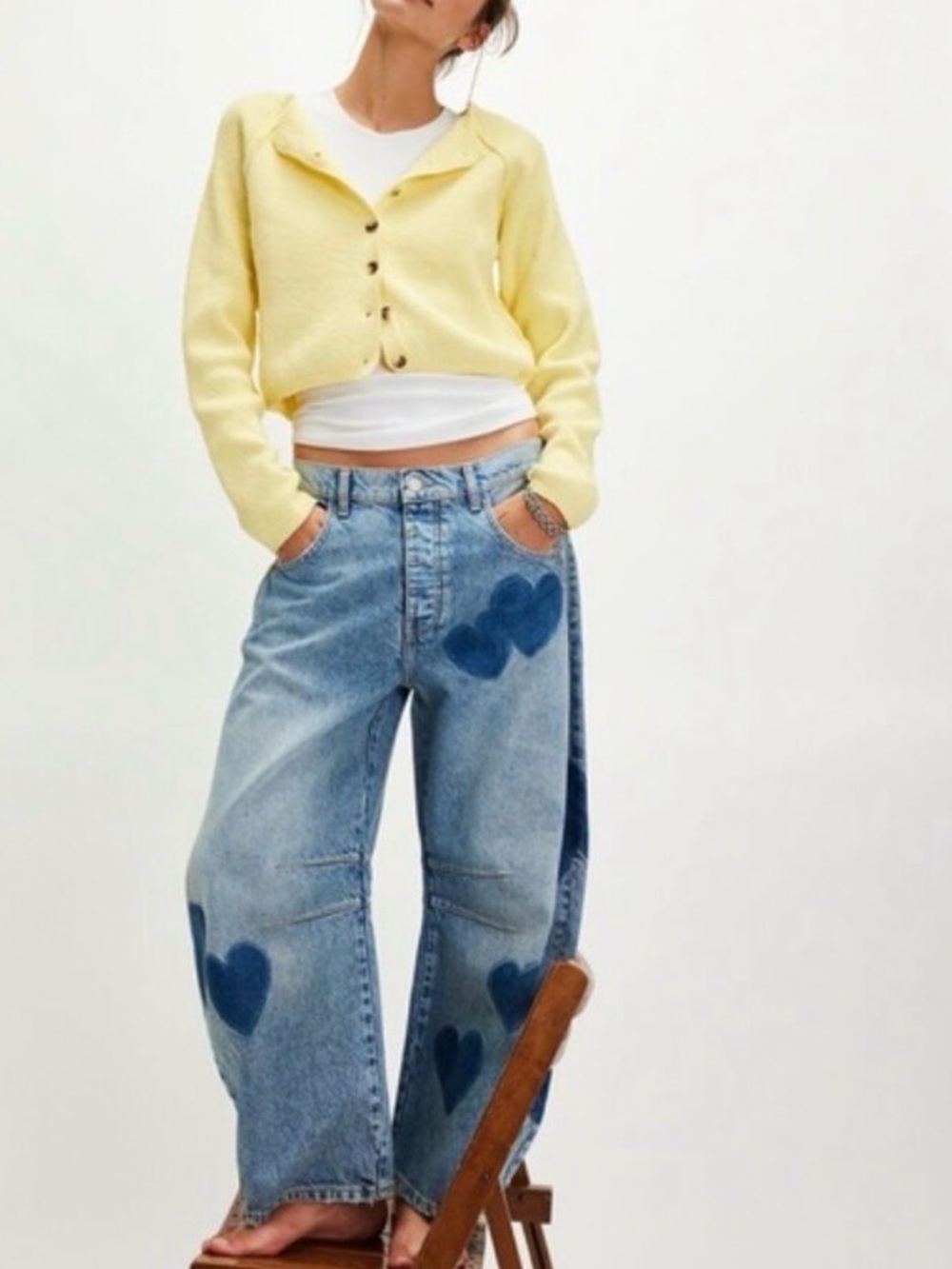 We The Free Good Luck Barrel Heart Combo Jeans NWOT